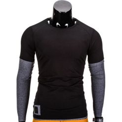 T-shirty męskie: LONGSLEEVE MĘSKI BEZ NADRUKU L65 – CZARNY/GRAFITOWY