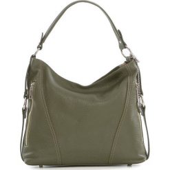 Torebki klasyczne damskie: Skórzana torebka w kolorze oliwkowym – 35 x 29 x 12 cm