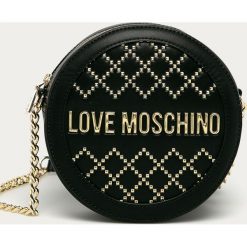 Love Moschino - Torebka. Czarne listonoszki damskie Love Moschino, w paski, ze skóry ekologicznej, na ramię, małe, z aplikacjami. Za 719,90 zł.