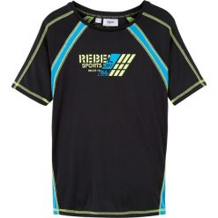 Shirt sportowy bonprix czarno-turkusowo-żółty neonowy. Czarne t-shirty chłopięce bonprix, z nadrukiem, bez rękawów. Za 27,99 zł.