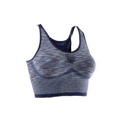 Stanik YOGA bez szwów. Niebieskie biustonosze bezszwowe DOMYOS, ze skóry. W wyprzedaży za 39,99 zł.