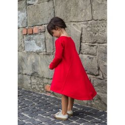 SUKIENKA Emma Red. Czerwone sukienki dziewczęce marki Pakamera, z długim rękawem, długie, maxi. Za 70,00 zł.