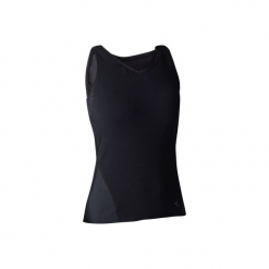 Top Gym & Pilates 520 damski. Czarne topy sportowe damskie DOMYOS, l, z bawełny. Za 44,99 zł.