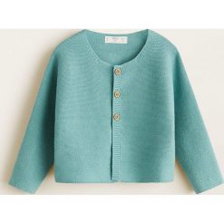 Mango Kids - Sweter dziecięcy Salvia. Zielone swetry dziewczęce z bawełny, z okrągłym kołnierzem, krótkie. W wyprzedaży za 49,90 zł.