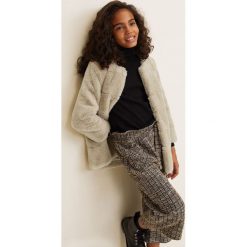 Mango Kids - Płaszcz dziecięcy Cachito 110-164 cm. Szare kurtki dziewczęce Mango Kids, bez wzorów, z poliesteru, bez kaptura. W wyprzedaży za 159,90 zł.
