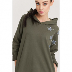 Zielona Bluza Few Stars. Zielone bluzy damskie other, uniwersalny, z kapturem. Za 39,99 zł.
