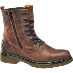 Botki damskie 5th Avenue koniakowe. Brązowe botki damskie na obcasie marki 5th Avenue, z materiału, na zamek. Za 299,90 zł.