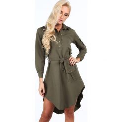 Sukienki: Sukienka z dłuższym tyłem khaki 5061