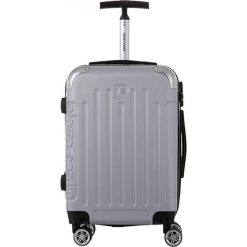 Walizka w kolorze srebrnym - 44 l. Szare walizki Pierre Cardin, bez wzorów, z materiału. W wyprzedaży za 199,95 zł.