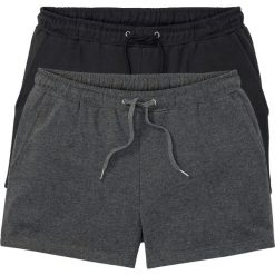 Szorty dresowe (2 pary) bonprix czarny + antracytowy melanż. Czarne spodenki i szorty męskie bonprix, s, bez wzorów, z dresówki. Za 99,98 zł.