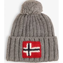 Napapijri - Czapka męska, szary. Szare czapki męskie Napapijri, na zimę, bez wzorów, z dzianiny, eleganckie. Za 139,95 zł.