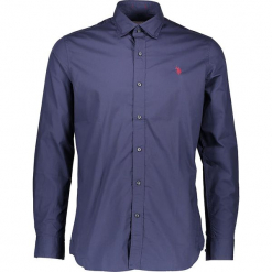 Koszula w kolorze granatowym. Niebieskie koszule męskie marki U.S. Polo Assn., m, z haftami, z bawełny, z klasycznym kołnierzykiem. W wyprzedaży za 195,95 zł.