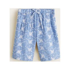 Mango Kids - Spodnie dziecięce Milanp 80-104 cm. Niebieskie spodnie dziewczęce Mango Kids, z haftami, z bawełny, casualowe. W wyprzedaży za 39,90 zł.