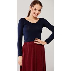 Bluzka Inzolia Atramenta XXS niebieski. Niebieskie bluzki damskie Marie Zélie, s, w paski, z elastanu, bez kołnierzyka, z długim rękawem. Za 127,00 zł.
