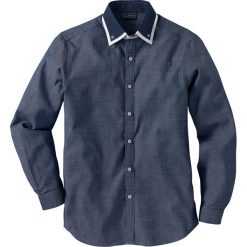 Koszula biznesowa Regular Fit bonprix ciemnoniebiesko-biały wzorzysty. Szare koszule męskie marki bonprix, l, melanż, z dzianiny. Za 59,99 zł.