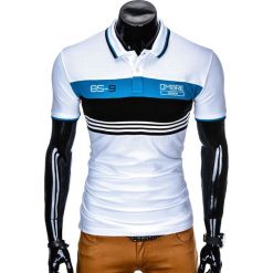 KOSZULKA MĘSKA POLO BEZ NADRUKU S913 - BIAŁA. Białe koszulki polo Ombre Clothing, m, z nadrukiem. Za 49,00 zł.