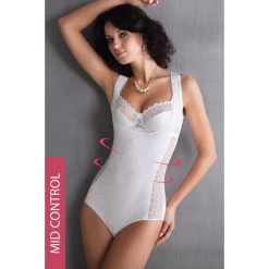 Wyszczuplające koronkowe body Leona. Szare bez kategorii Astratex, w koronkowe wzory, z bawełny. Za 180,99 zł.