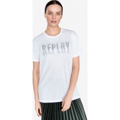Replay Koszulka Biały. Białe koszulki damskie Replay, s, z haftami, z bawełny, bez kołnierzyka. Za 257,95 zł.