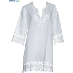 Biała tunika plażowa Sunflair Pure Ocean 23820. Białe tuniki plażowe damskie SUNFLAIR, na plażę, bez wzorów, bez kołnierzyka, bez rękawów. Za 269,00 zł.