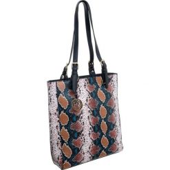 Torebka shopper bag wężowa Monnari 0520 - brązowy || multicolor. Pomarańczowe torby damskie na zakupy Monnari, bez wzorów, ze skóry ekologicznej, duże, bez dodatków. Za 189,00 zł.