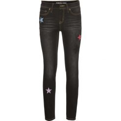 Dżinsy SKINNY, dł. do kostki bonprix czarny denim. Czarne rurki damskie bonprix, z haftami, z denimu. Za 109,99 zł.