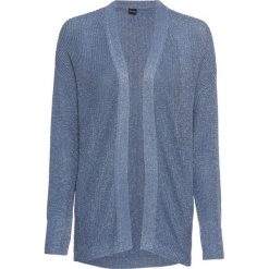 Sweter bez zapięcia z połyskiem bonprix niebieski. Niebieskie swetry damskie bonprix, bez wzorów, z dzianiny, bez rękawów, długie, bez kaptura. Za 49,99 zł.