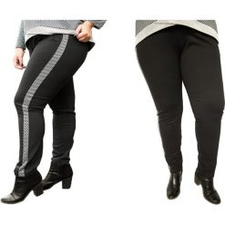 Czarne spodnie Lampas pepitka PLUS SIZE. Czarne spodnie damskie Moda Size Plus Iwanek, s, bez wzorów, z bawełny, eleganckie. Za 99,90 zł.