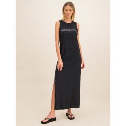 Sukienka plażowa Emporio Armani 262635 0P340 00020. Czarne sukienki damskie Emporio Armani, na plażę, m, bez wzorów, z bawełny, bez kołnierzyka, bez rękawów. W wyprzedaży za 309,00 zł.