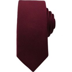 Krawat Męski w Deliatny Prążek -WĄSKI- 5 cm - Angelo di Monti, Bordowy KRADM1127. Czerwone krawaty męskie Angelo di Monti, bez wzorów. Za 25,00 zł.