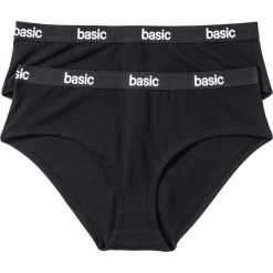 Figi "panty" (2 pary), bawełna organiczna bonprix 2x czarny. Czarne majtki damskie bonprix, bez wzorów. Za 35,98 zł.