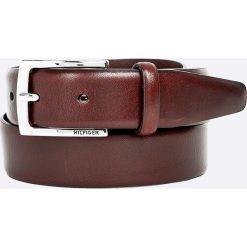 Tommy Hilfiger - Pasek skórzany Brian. Brązowe paski męskie TOMMY HILFIGER, w paski, z materiału. W wyprzedaży za 239,90 zł.