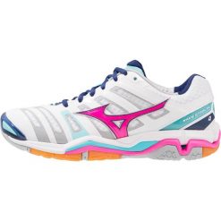 Buty sportowe damskie: Mizuno WAVE 4 Obuwie do piłki ręcznej white/pink glo/blue radiance