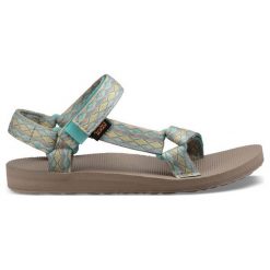 Teva Sandały Damskie Original Universal Miramar Fade Sage Multi 36.0. Szare sandały damskie Teva, bez wzorów, klasyczne, bez obcasa, na klamry. W wyprzedaży za 153,00 zł.