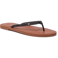 Japonki ROXY - ARJL200693 Blk. Czarne klapki damskie Roxy, bez wzorów, ze skóry ekologicznej, bez obcasa, na obcasie. W wyprzedaży za 119,00 zł.