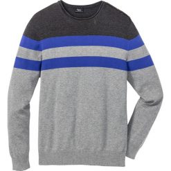 Sweter Regular Fit bonprix szary melanż - antracytowy melanż - szafirowy w paski. Szare swetry klasyczne męskie bonprix, l, melanż, z dzianiny. Za 74,99 zł.