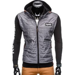 Bluzy męskie: BLUZA MĘSKA Z KAPTUREM ROZPINANA B786 – CZARNA