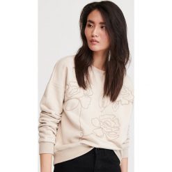 Bluza z wyszywanym wzorem - Beżowy. Brązowe bluzy damskie Reserved, s, bez wzorów, bez rękawów, bez kaptura. Za 99,99 zł.