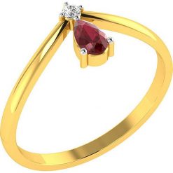 Złoty pierścionek z diamentem i syntetycznym granatem. Żółte pierścionki damskie Art of Diamond & Co., z granatem, złote. W wyprzedaży za 351,95 zł.