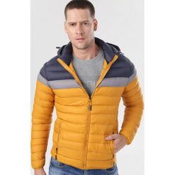 Żółto-Granatowa Kurtka Urileli. Niebieskie kurtki męskie Born2be, xl, bez wzorów, bez kaptura. Za 179,99 zł.