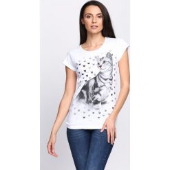 Bluzki damskie: Biały T-shirt Felinity