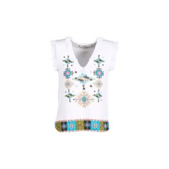 Topy na ramiączkach / T-shirty bez rękawów Desigual MARTINE. Białe bluzki damskie Desigual, s, bez wzorów, bez kołnierzyka. Za 199,20 zł.
