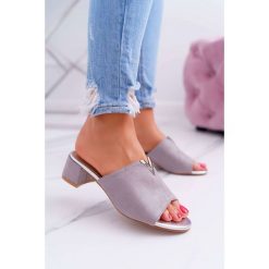 Klapki Damskie Klasyczne Eleganckie Na Klocku Szare Demea. Szare klapki damskie Tagless, z aplikacjami, bez obcasa, na obcasie. Za 75,90 zł.