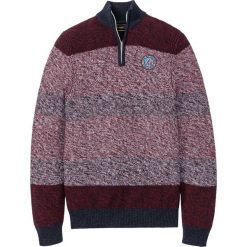 Sweter melanżowy ze stójką z zamkiem bonprix bordowy melanż. Czerwone swetry męskie bonprix, s, z aplikacjami, ze stójką, bez kaptura. Za 99,99 zł.