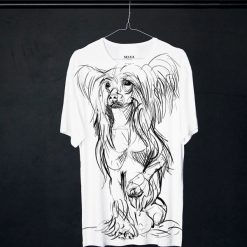 Chinese Crested Dog t-shirt man. T-shirty męskie Pakamera, m, bez wzorów, z wiskozy, klasyczne, z klasycznym kołnierzykiem. Za 129,00 zł.