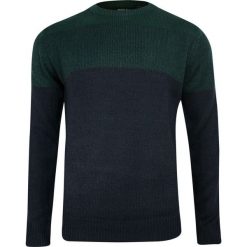 Granatowo-Zielony Sweter Męski -BRAVE SOUL- Okrągły Dekolt, Dwukolorowy, U-neck SWBRSAW19PEMBRYmidnight. Niebieskie swetry męskie m, eleganckie, z okrągłym kołnierzem. Za 75,00 zł.