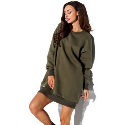 Długa bawełniana bluza basic khaki. Brązowe bluzy damskie Lemoniade, na zimę, s, bez wzorów, z bawełny, z długim rękawem, długie, bez kaptura. Za 159,00 zł.