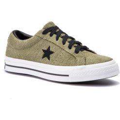 Tenisówki CONVERSE - One Star Ox 163249C Field Surplus/Black/White. Zielone trampki i tenisówki damskie Converse, bez wzorów, ze skóry, bez zapięcia. W wyprzedaży za 249,00 zł.