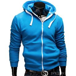 Bluza męska FRANK BLUE. Niebieskie bluzy męskie Bluza męska FRANK BLUE, xl, bez wzorów, bez kołnierzyka, bez rękawów, bez kaptura. W wyprzedaży za 49,00 zł.