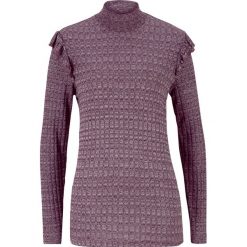 Shirt w prążek z golfem bonprix czarny bez melanż. Fioletowe koszulki damskie bonprix, bez wzorów, bez rękawów. Za 27,99 zł.