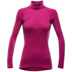 Devold Koszulka Damska Duo Active Woman Zip Neck Cerise M. Czerwone topy sportowe damskie marki Devold, m, z wełny. W wyprzedaży za 229,00 zł.